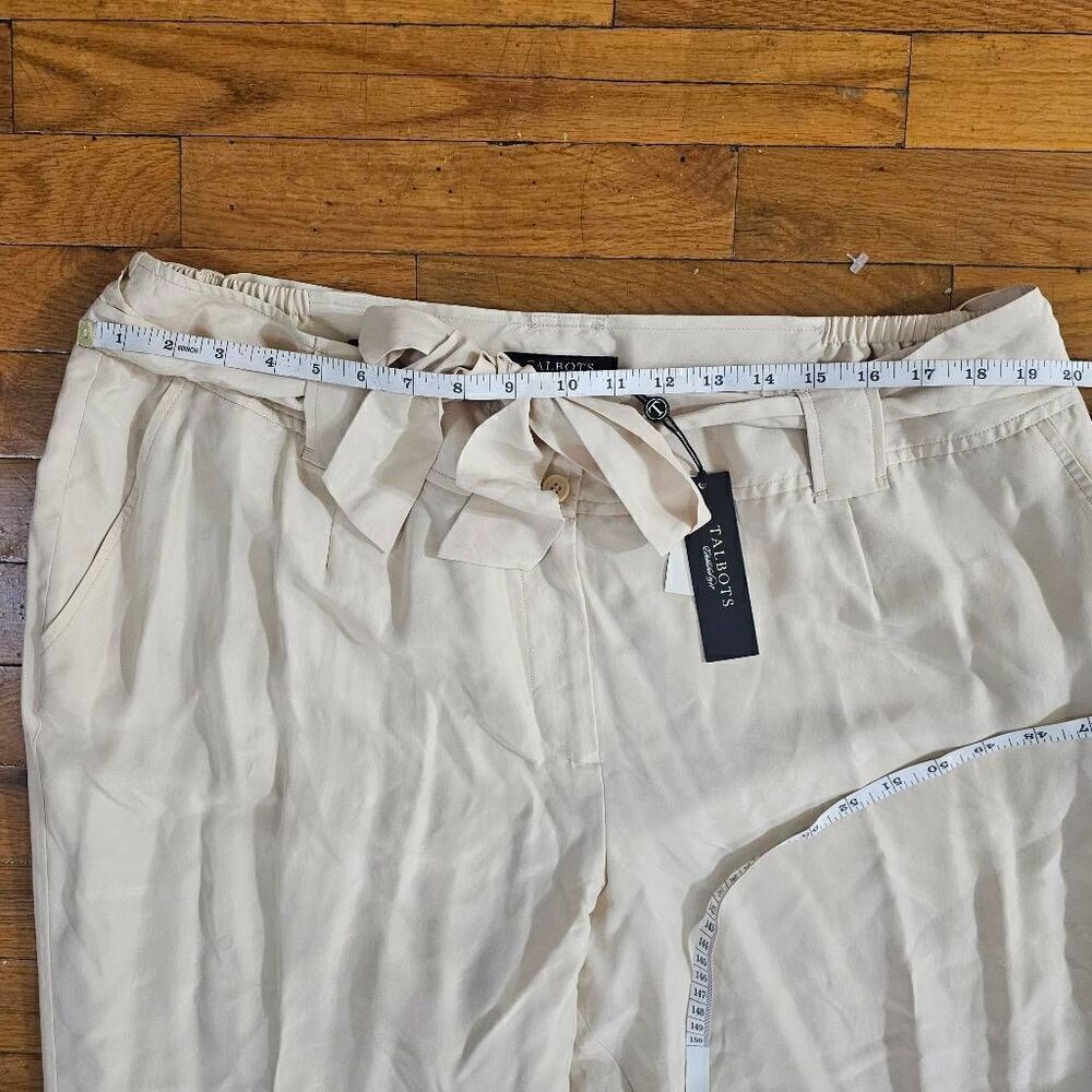 Talbots Size 18 Silk Dress Pants Beige Zip Straight Leg NEW $156 - Picture 8 of 10